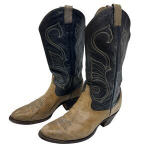 LARRY MAHAN Boots Men Size 10 Vintage George Strait Texas 2 tone Western Cowboy